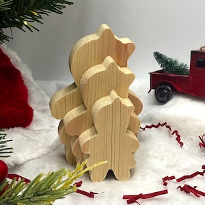 Unfinished Gingerbread Girl Craft Solid Wood Cutout, Tiered Tray decor, DIY Craft Wood Shape, DIY Christmas Decor Blank Wood Cutout