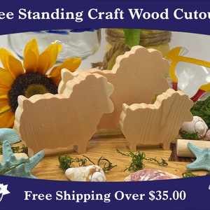 Unfinished Fluffy Sheep Shaped Free Standing Solid Wood Craft Cutout, Farm Tiered Tray decor, Animal Themed Wood Shape, DIY Blank