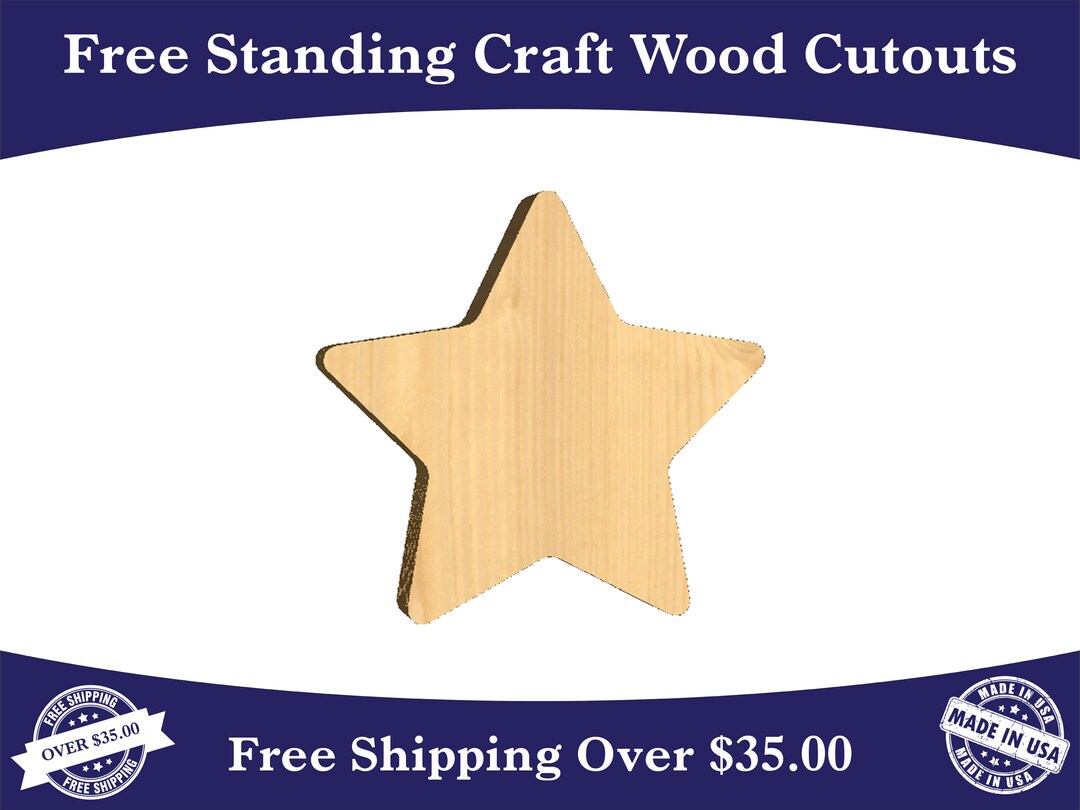 Unfinished Star Shaped Free Standing Solid Wood Craft Cutout, Tiered ...