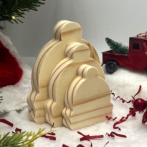 Unfinished Winter Christmas Hat Craft Solid Wood Cutout, Tiered Tray decor, DIY Craft Wood Shape, DIY Christmas Decor Blank Wood Cutout