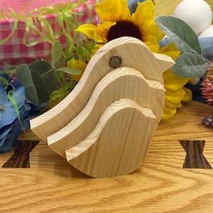 Unfinished Spring Bird Easter Birdy Craft Solid Wood Cutout, Tiered Tray decor, DIY Craft Wood Shape, DIY Sping Decor Blank Wood Cutout