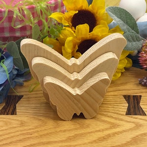 Unfinished Spring Butterfly Easter Craft Solid Wood Cutout, Tiered Tray decor, DIY Craft Wood Shape, DIY Spring Decor Blank Wood Cutout