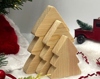 Unfinished Christmas Tree Craft Solid Wood Cutout, Tiered Tray decor, DIY Craft Wood Shape, DIY Christmas Decor Blank Wood Cutout