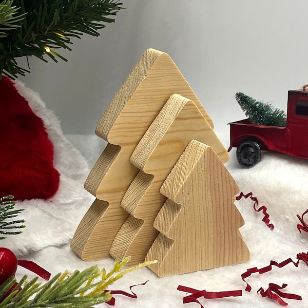 Unfinished Christmas Tree Craft Solid Wood Cutout, Tiered Tray decor, DIY Craft Wood Shape, DIY Christmas Decor Blank Wood Cutout