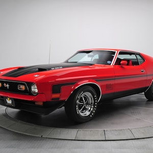 Ford Mustang Mach 1 uit 1971, 24 x 36 inch, prachtig!