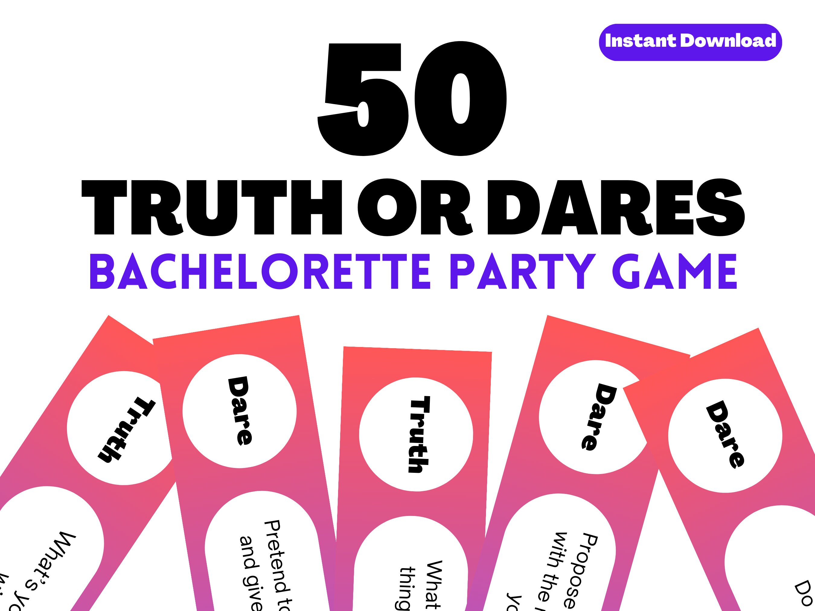 Bachelorette Party Game, Printable Truth or Dare, Adult Ice Breaker ...