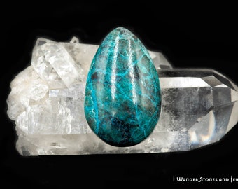 Spiderweb Chrysocolla Cabochon, Teardrop Shape, One Of A Kind