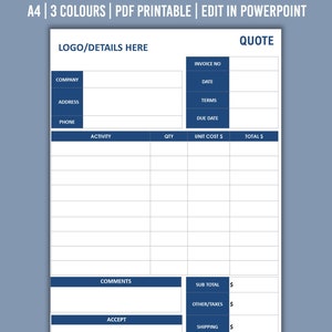 Quote Template Pdf/powerpoint Business Quote Editable Quote Custom