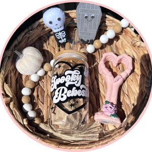 Spooky Bebesita | Bad Bunny | Halloween Iced Coffee Glass | Glass Iced Coffee Cup Lid and Straw | Spooky Cup