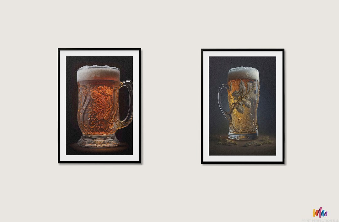 Beer Glass Poster Beer Glass Wallpaper Bundle Bar Print Bar Poster Beer