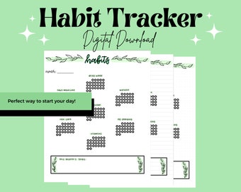 2023 Habit Tracker Digital Download for iPad | Digital Download | iPad Downloads | GoodNotes | Notability | Minimalist Green