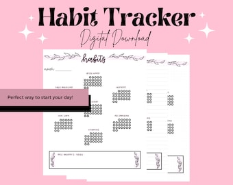 2023 Habit Tracker Digital Download for iPad | Digital Download | iPad Downloads | GoodNotes | Notability | Minimalist Pink