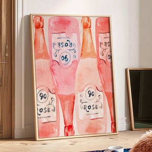 European Summer, Watercolor Wall Art, Rosé Art, Trendy Prints, Wine Prints, Trendy Bar Cart Print, Kitchen Wall Art, Unique Prints, Wine Art