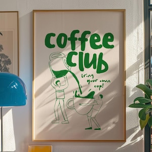 Koffiebarprints, Koffiebardecoratie, Koffieclub, Leuke keukenprints, Koffiebar, Trendy prints, Retro Decor