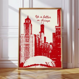 Chicago Art, Chicago Poster, Trendy Wall Art, Cityscape Decor, Retro Chicago Print, Funky Print, Chicago Illinois