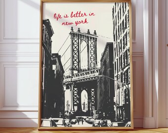 ニューヨークのウォールアート、ニューヨークのポスター、トレンディなウォールアート、都市景観の装飾、レトロなニューヨークのプリント、ニューヨークシティのプリント