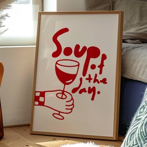 トレンディなバーカートのプリント、トレンディなウォールアート、バーカートの装飾、本日のスープ、ワインウォールアート、カクテル、ワインの装飾、キッチンプリント、バーカート