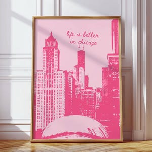 Chicago Wall Art, Chicago Poster, Trendy Wall Art, Cityscape Decor, Retro Chicago Print, Funky Print, Chicago Illinois