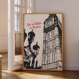 London Art, London Poster, Trendy Wall Art, Cityscape Decor, Retro London Print, Funky Print, London England