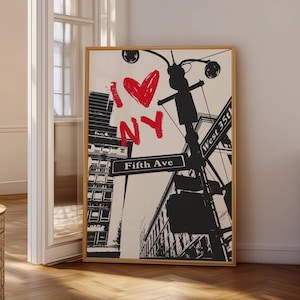 New York Wall Art, New York Poster, Trendy Wall Art, Cityscape Decor, Retro New York Print, NYC Print