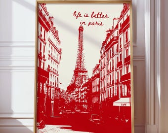 Väggkonst i Paris, Parisposter, Trendig väggkonst, Stadsdekor, Retro Paristryck, Funky tryck, Paris Frankrike