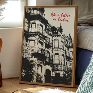 Boston Art, Boston Poster, Trendy Wall Art, Cityscape Decor, Retro Boston Print, Funky Print, Boston Massachusetts