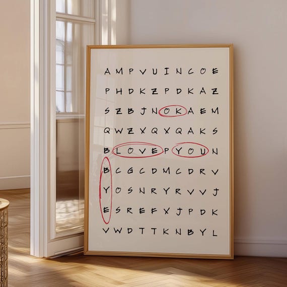 Ok Love You Bye, Trendy Wall Art, Unique Prints, Crossword Wall Art, Living Room Decor, Trendy Prints, Aesthetic Wall Art