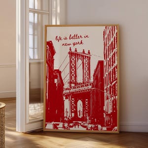 New York Wall Art, New York Poster, Trendy Wall Art, Cityscape Decor, Retro New York Print, NYC Print