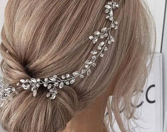 Wedding Silver Bridal hair piece | Bridal hair vine | Wedding Hair Accessories | Crystal Hair Piece | Bridesmaid Hair Accessory