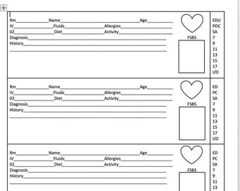 Nursing Report Sheet