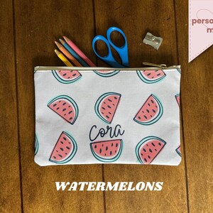 O Check Canvas Standard Pencil Pouch v2, Watermelon Green