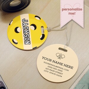 Pickleball Bag Tag, Personalized Pickleball Tag, Pickleball Club Identification Tag, Pickleball Team Luggage Tag, Gift for Pickleball Fan