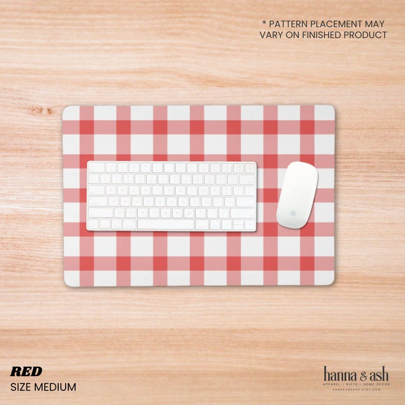 Deskmat, Gingham Desk Pad, Checkered Desk Mat, Large Mouse Pad, Cubicle Decor, Green Desk Mat Plaid Mouse Pad Cottagecore Desk Mat Aesthetic Red