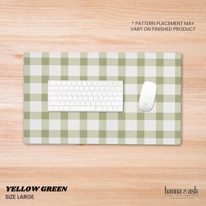 Deskmat, Gingham Desk Pad, Checkered Desk Mat, Large Mouse Pad, Cubicle Decor, Green Desk Mat Plaid Mouse Pad Cottagecore Desk Mat Aesthetic Yellow Green
