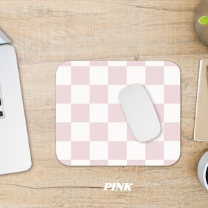 Checkered Mouse Pad, Aesthetic Mouse Pad, Teen Mouse Pad, Checkerboard, College, Trendy Desk Accessories, Circular Rectangular Mouse Pad