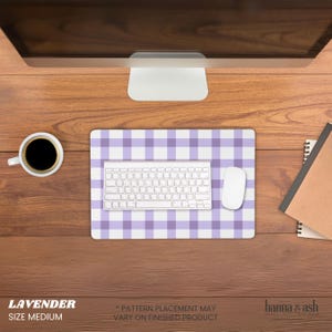 Deskmat, Gingham Desk Pad, Checkered Desk Mat, Large Mouse Pad, Cubicle Decor, Green Desk Mat Plaid Mouse Pad Cottagecore Desk Mat Aesthetic Lavender
