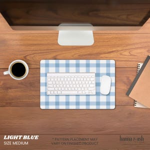 Deskmat, Gingham Desk Pad, Checkered Desk Mat, Large Mouse Pad, Cubicle Decor, Green Desk Mat Plaid Mouse Pad Cottagecore Desk Mat Aesthetic Light Blue