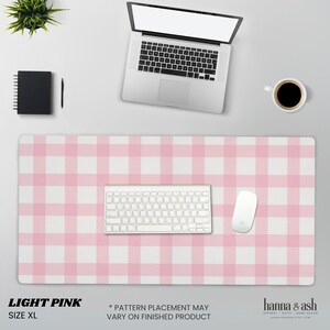 Deskmat, Gingham Desk Pad, Checkered Desk Mat, Large Mouse Pad, Cubicle Decor, Green Desk Mat Plaid Mouse Pad Cottagecore Desk Mat Aesthetic image 5