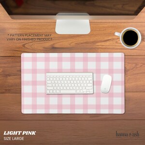 Deskmat, Gingham Desk Pad, Checkered Desk Mat, Large Mouse Pad, Cubicle Decor, Green Desk Mat Plaid Mouse Pad Cottagecore Desk Mat Aesthetic Light Pink