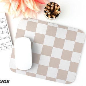 Checkered Mouse Pad, Aesthetic Mouse Pad, Teen Mouse Pad, Checkerboard, College, Trendy Desk Accessories, Circular Rectangular Mouse Pad
