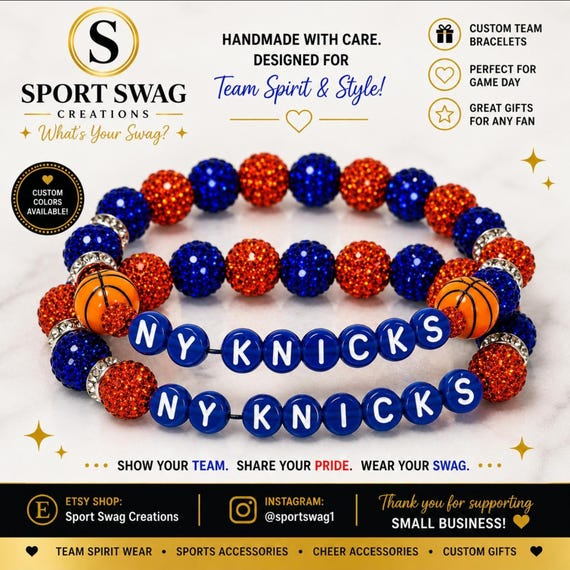 Knicks Bracelet, Personalized New York Fan Jewelry, Basketball Team Accessory CAITLYN MINIMALIST,