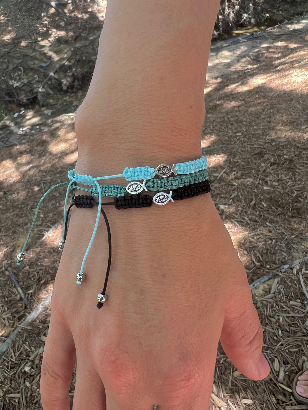 Jesus Fish Macrame Bracelet Friendship Bracelet Adjustable Stacking