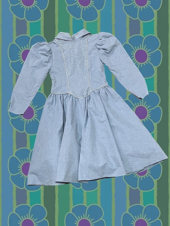 80s YOUTH Chenille Denim and Chrome Tulle Dress - Size S