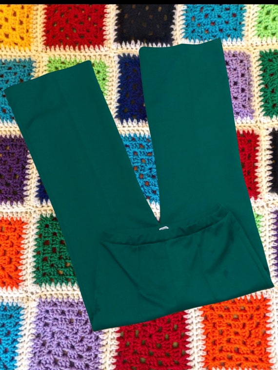 Forest Green Polyester Pants - Medium - image 1