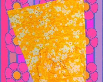 60s Yellow Neon Floral Hawaiian Floral Dress - Size XXS/XS