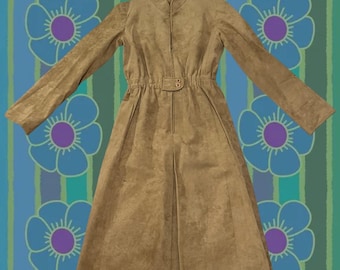 70s Brodkin Ultrasuede Midi Kleid - Size XS