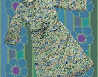 60s Floral Cottage Quilted Robe - Size XS/S