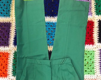 Bright Green 1970s Retro Trousers - 30" Waist