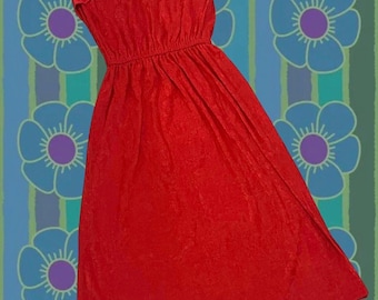 70s DEADSTOCK Coral Terrycloth Dress - Size S/M