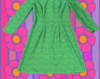 Mini abito geometrico verde e giallo anni '60/'70 - Taglia XS/S